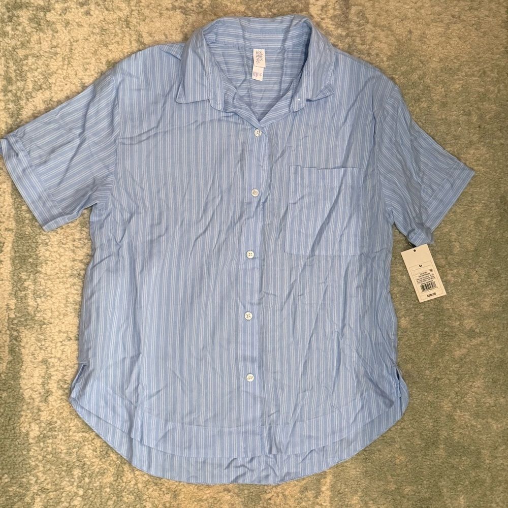 Stars Above Sky Blue Striped Button-Down Shirt